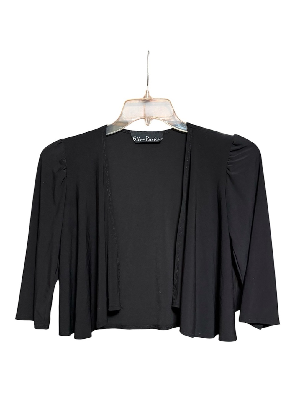 Ellen Parker Dinner Theatre Black Open-Front Cropped Jacket S